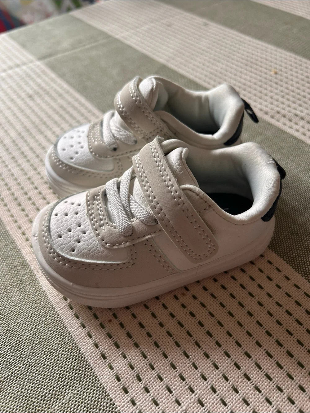 Kids Carters White Velcro Athletic Leather Sneakers (3)